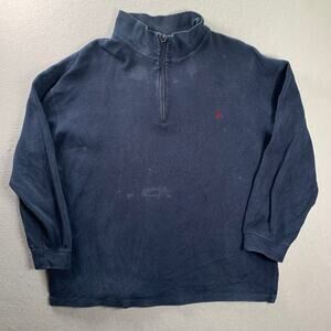 Vintage Ralph Lauren Polo Quarter Zip Mens 1XL Big Navy Pullover Mock Neck